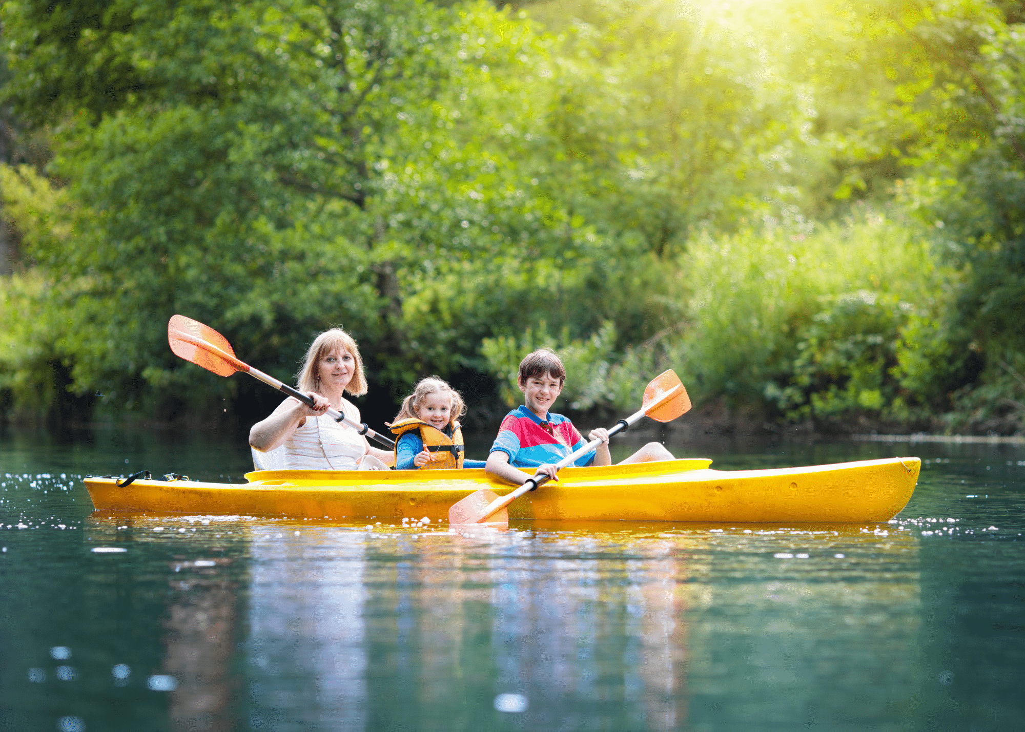 kids after going to Urgent Care For Children kayaking