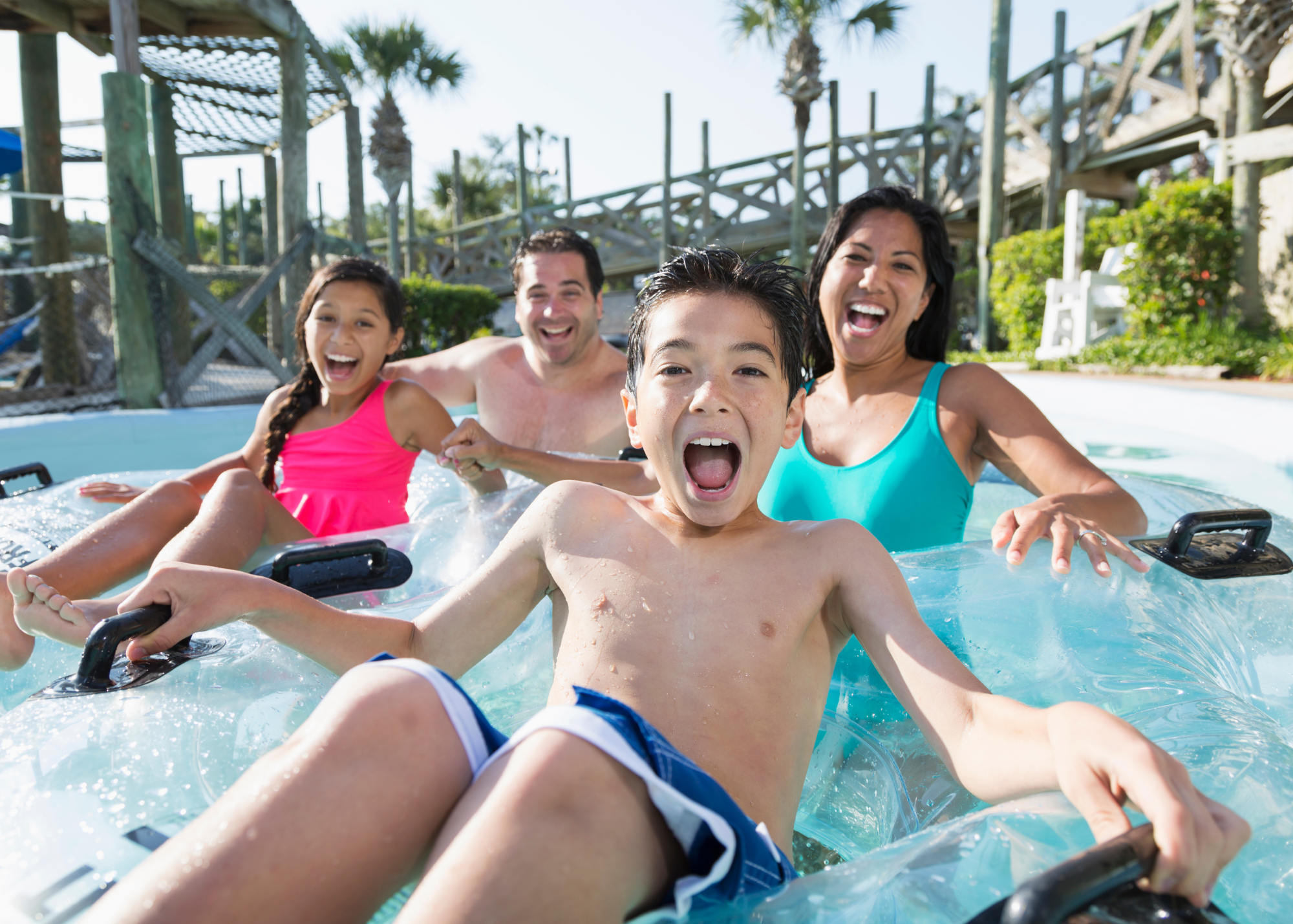 Kids at a waterpark after visiting urgent care